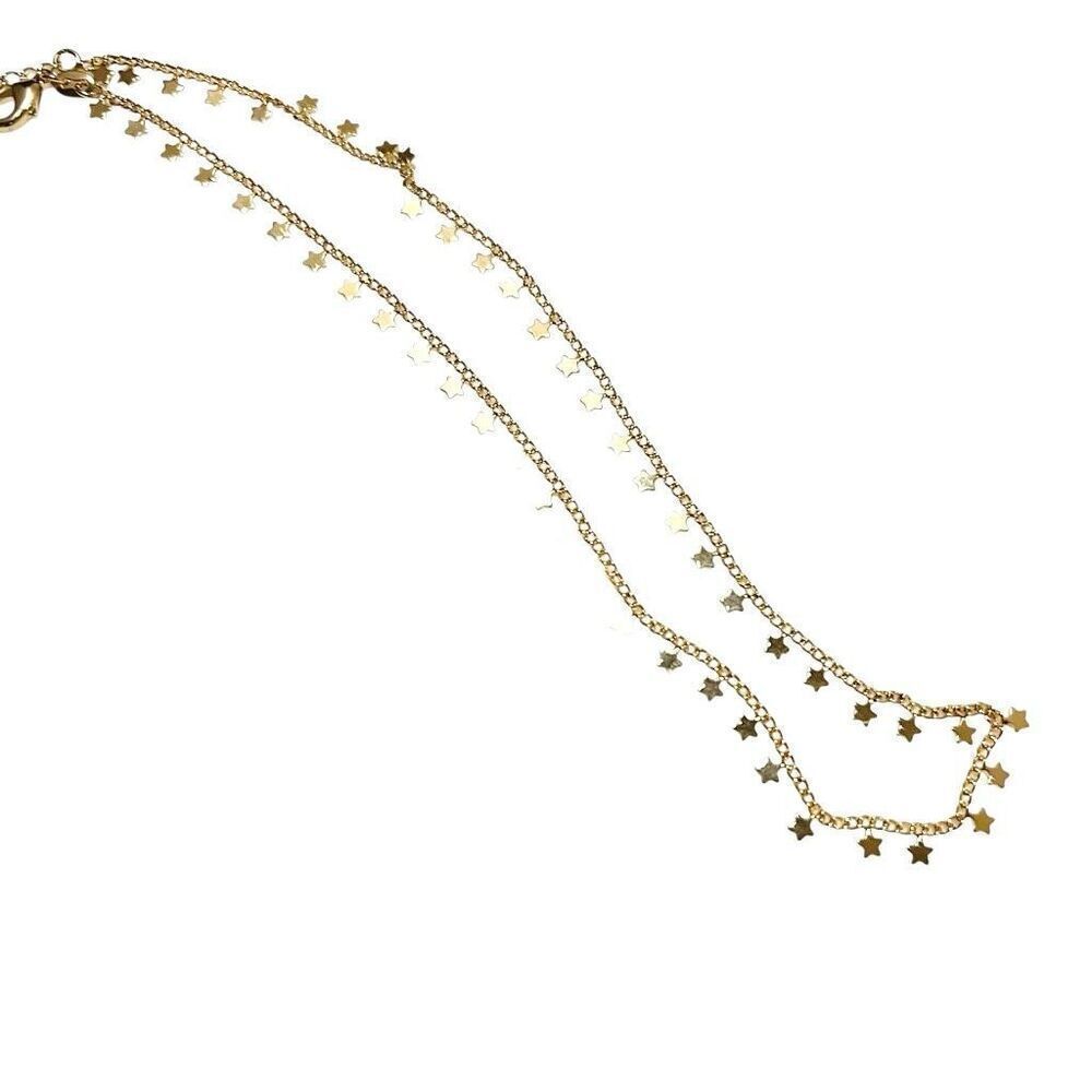 18k Gold Filled Astria Star Choker Necklace Dainty Cuban link chain adjustable
